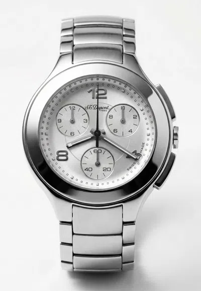 St Dupont Stainless Steel Chronograph 38mm Watch In Silver