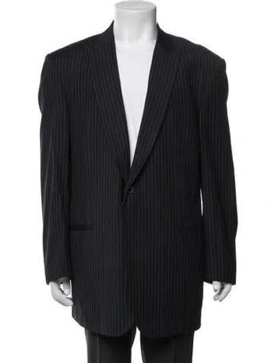 Pre-owned St Dupont Striped Blazer In Blue