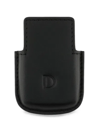 St Dupont Topstitched Leather Lighter Case In Black