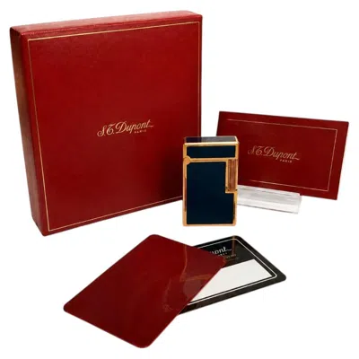 Pre-owned St Dupont Vintage S.t. Dupont Blue Lacquer And Gold-tone Lighter Original Box And Papers