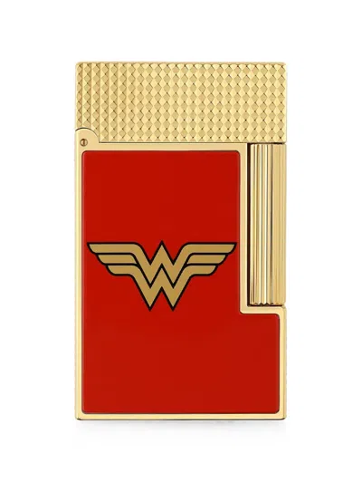 St Dupont Wonder Woman Logo-print Lighter In Gold