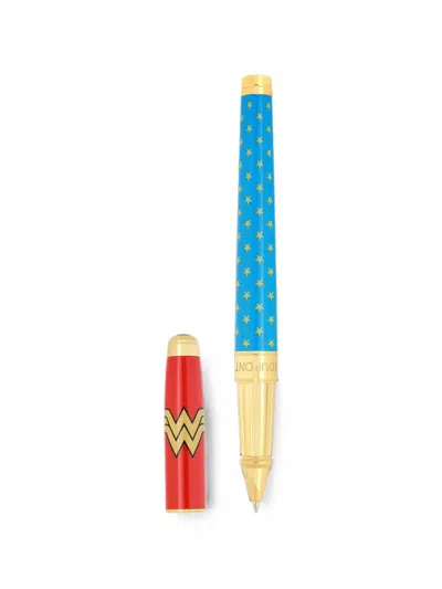 St Dupont X Dc Comics Star-print Wonder Woman Pen In Blue