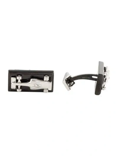 Pre-owned St Dupont X Mclaren Formula 1 Grand Prix Race Car Cufflinks In Black