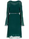 St Elegante Bottle Green Silk Africa Dress In Green