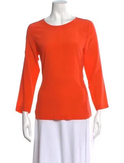 Pre-owned St. Emile Silk Crew Neck Top In Orange