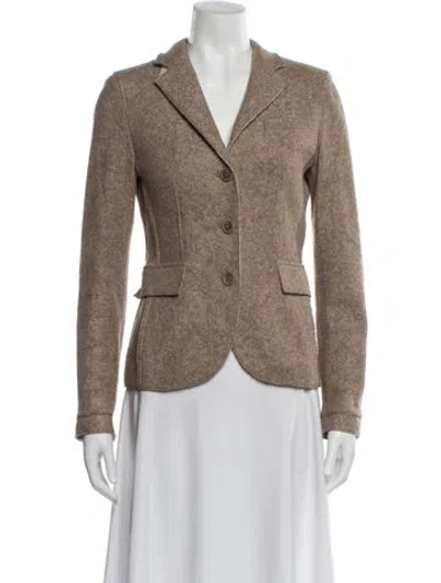Pre-owned St. Emile Virgin Wool Printed Blazer In Brown