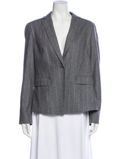 Pre-owned St. Emile Virgin Wool Striped Blazer In Gray