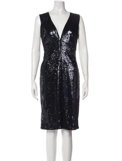 Pre-owned St. Emile V-neck Knee-length Dress In Blue