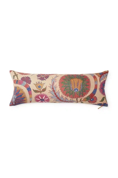 St. Frank Bright Botanical Suzani Pillow In Brown