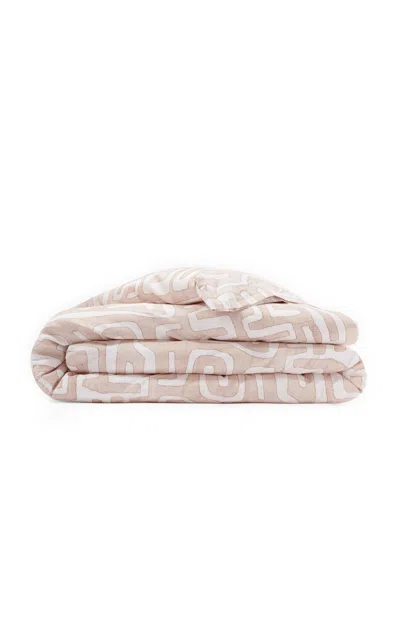 St. Frank Classic Kuba Cloth Cotton Full/queen Duvet Cover In Light Pink