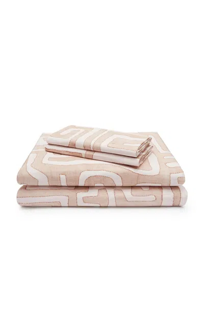 St. Frank Blush Classic Kuba Cloth Sheet Set, King