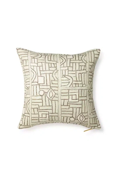 St. Frank Ecru Maze Kuba Cloth Pillow In Multicolor