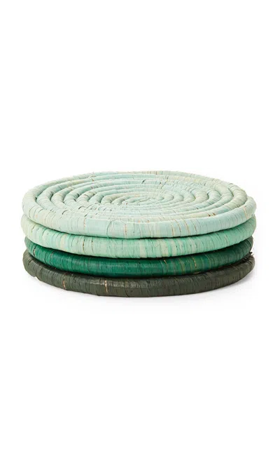 St. Frank Ombré Raffia Coasters In Green