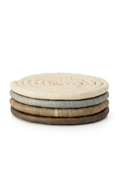 St. Frank Ombré Raffia Coasters In Grey