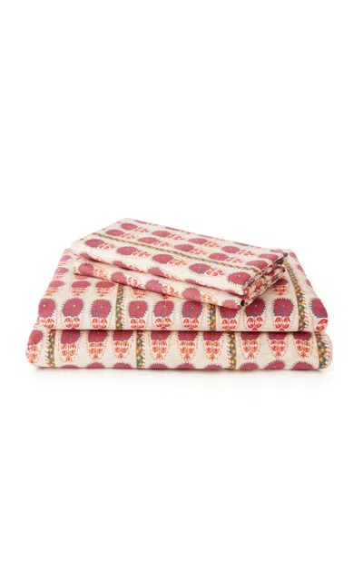 St. Frank Suzani Daisy Cotton King Sheet Set In Pink