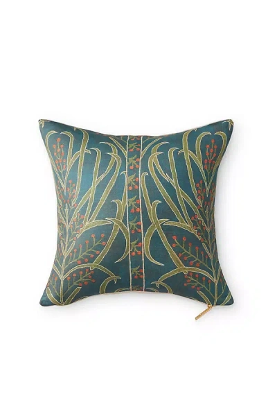 St. Frank Teal Vines Suzani Pillow In Blue