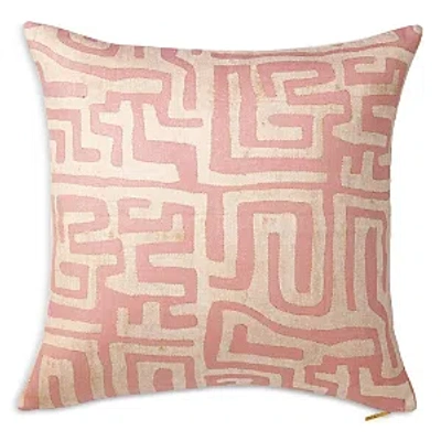 St. Frank Terracotta Classic Kuba Cloth Decorative Pillow, 26 X 26 In Pink
