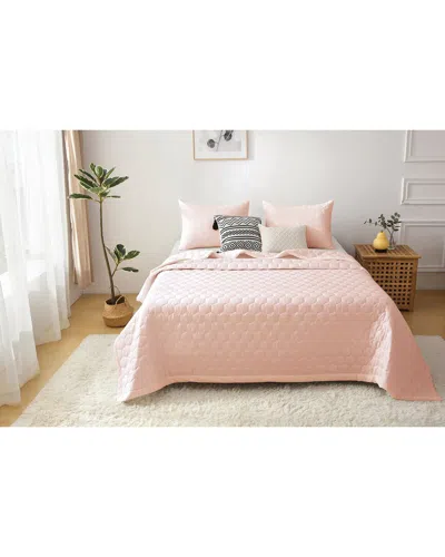 St. James Home Better Style Honeycomb Quilt Set In Pink