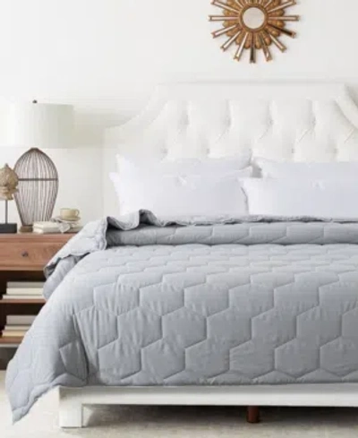 St. James Home Honeycomb Down Alternative Contrast Trim Blanket, Twin In Neutral Gray
