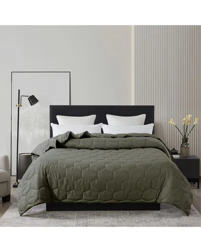 St. James Home Honeycomb Stitch Down Alternative Blanket In Olive