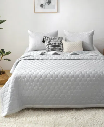 St. James Home Mini Honeycomb Down Alternative Blanket Set, Full/queen In Gray