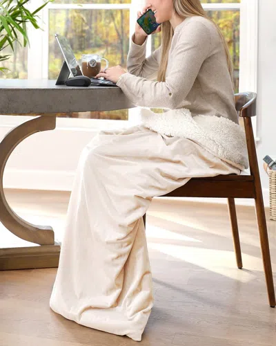 St. James Home The Work Sack Velvet And Sherpa Wearable Throw In White
