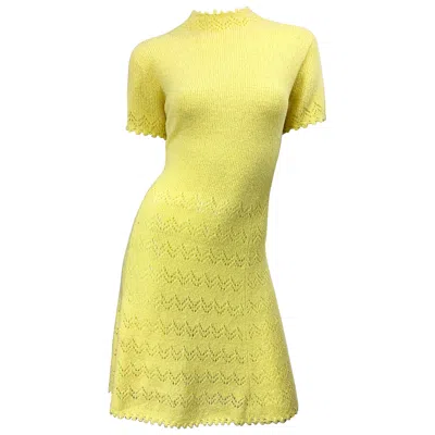 Pre-owned St John 1960s  Canary Yellow Santana Knit Mod Crochet Vintage A Line 60s Dress