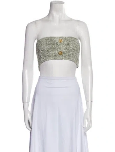 Pre-owned St John 2022 Strapless Crop Top W/ Tags In Green