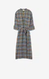 St John St. John Collection Check Belted Seersucker Midi Shirtdress In Tssm