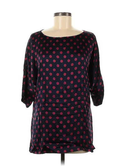 Pre-owned St John 3/4 Sleeve Silk Top Blue Boatneck Tops