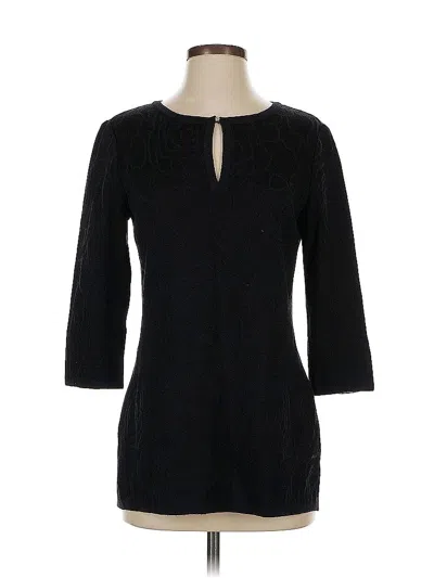 Pre-owned St John 3/4 Sleeve Top Black Keyhole Neckline Tops