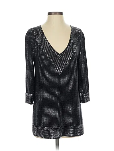 Pre-owned St John 3/4 Sleeve Top Black V Neck Tops