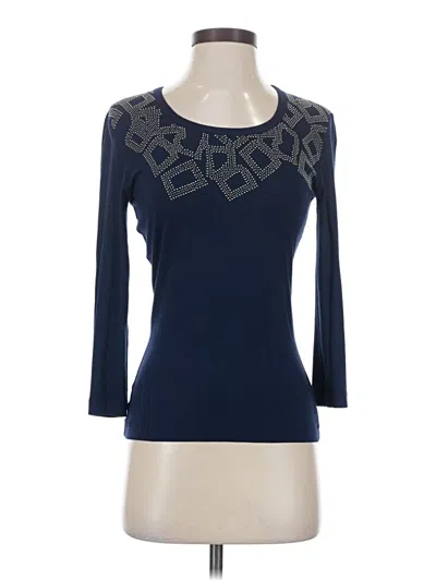 Pre-owned St John 3/4 Sleeve Top Blue Boatneck Tops