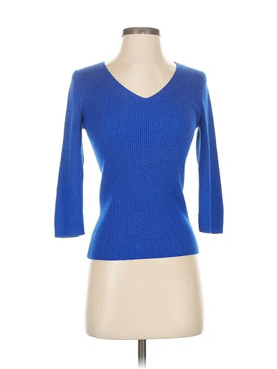 Pre-owned St John 3/4 Sleeve Top Blue V Neck Tops