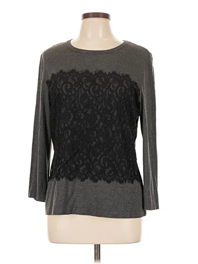 Pre-owned St John 3/4 Sleeve Top Gray Boatneck Tops