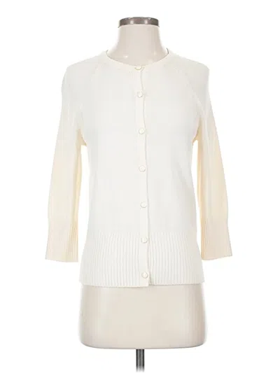 Pre-owned St John 3/4 Sleeve Top Ivory Mock Neckline Tops In White