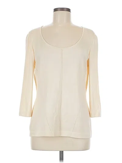 Pre-owned St John 3/4 Sleeve Top Ivory Scoop Neck Tops In White