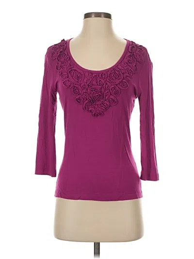 Pre-owned St John 3/4 Sleeve Top Purple Sweetheart Neckline Tops