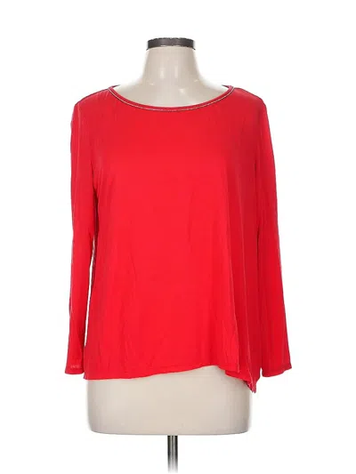 Pre-owned St John 3/4 Sleeve Top Red Boatneck Tops