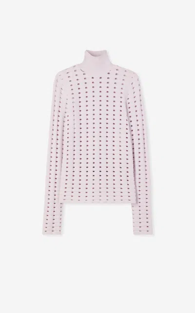 St John 3d Pointelle Knit Turtleneck In Lghy