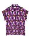 St John Taylor Top In Vintage Block Print In Purple