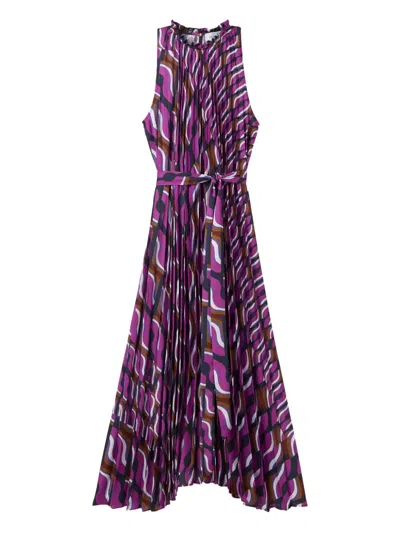 St John 70's Printed Dress In Purple
