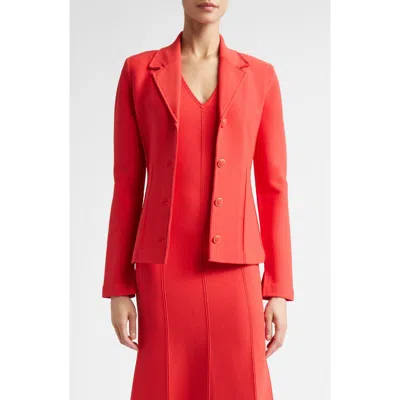 St John St. John Adele Valley Fitted Sweater Jacket In Red