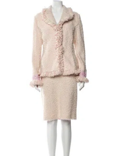 Pre-owned St John Alligator Tweed Pattern Skirt Set In Neutral