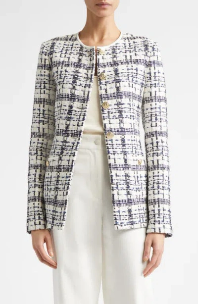 St John St. John Amara St. Tropez Plaid Tweed Jacket In White