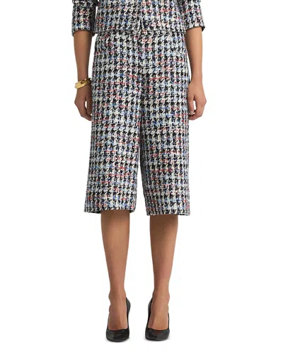 St John St. John Collection Americana Houndstooth Eyelash Tweed Shorts In Aemt