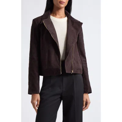 St John St. John Americana Suede Jacket In Brown