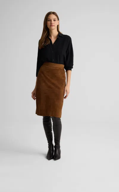 St John Andi Skirt In Suede