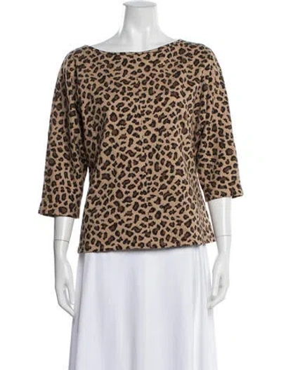 Pre-owned St John Animal Print Bateau Neckline Top In Neutral