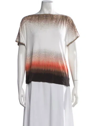 Pre-owned St John Animal Print Bateau Neckline T-shirt In Neutrals